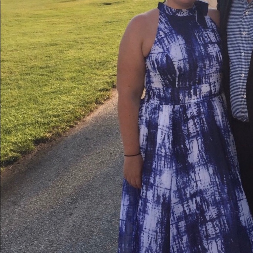 Blue and white tie dye maxi